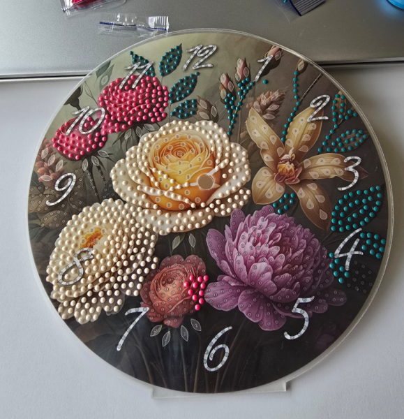 Diamond Painting Blumen Uhr